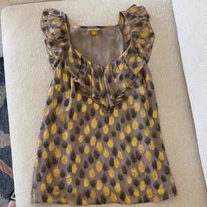 Leifsdottir Ruffled Blouse in Yellow and Brown